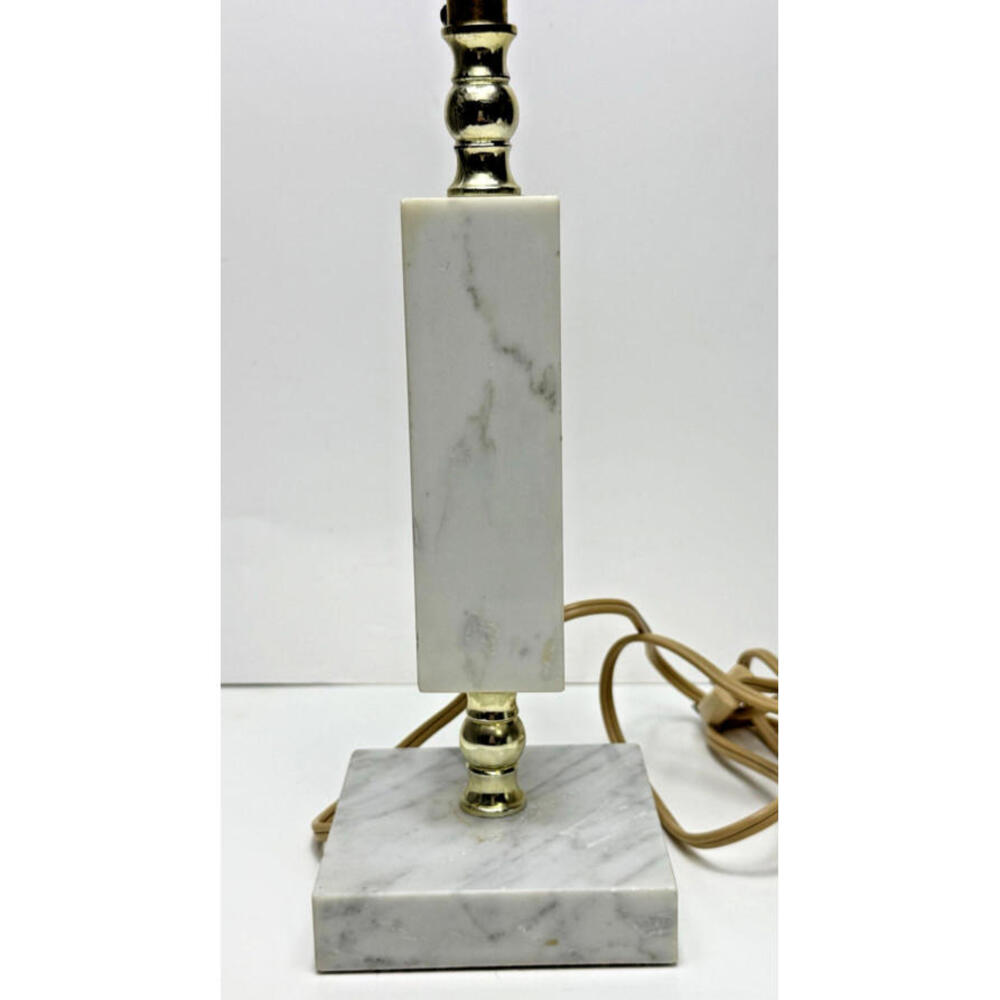 Vtg Italy White Marble Column Pillar Table Lamp Hollywood Regency Glam